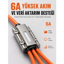 Midas Toptan Home 120W Hızlı Şarj Destekli 3'ü 1 Arada Çok Amaçlı Şarj ve Veri Aktarım Kablosu