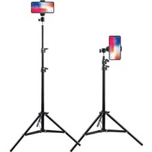 Smayling 2.1m Ayarlanabilir Tripod Telefon Standı – 360° Dönebilen Başlık, Üstten Çekim &