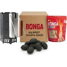 Briket Yumurta Kömür 4 kg - 25 Adet Kömür Tutuşturucu - Tutuşturma Bacası / Uzun Süre Pişir
