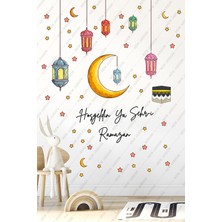 Ramazan Temalı Duvar Sticker Seti, Hoşgeldin Ya Şehri Ramazan Yazılı, Hilal Kabe Fener Desenli,