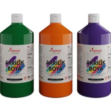 Yeşil, Mor, Turuncu Akrilik Boya 3'lü Set 3X1000 gr