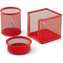 Mas 505 Perfore Masaüstü Organizer 3'lü Set, Kırmızı