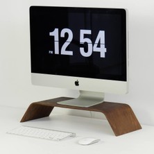 Fagus Wood Dayanıklı Ağaç Monitör Ayağı ve Yükseltici Bilgisayar Standı (Ceviz)
