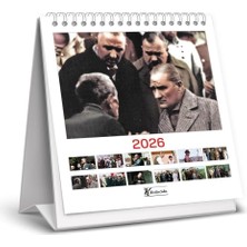 Genc Dıjıtal Baskı 2026 Kare Masa Takvimi, Atatürk, Beyaz