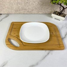 Oval Kare Servis Tabağı, Polikarbon, Tatlı Sunum Tabağı, 18CM