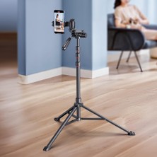 Coverzone 1.9 Metre Alüminyum Tripod Telefon Standı, 360° 3D Başlık, Bluetooth Uzaktan Kumanda