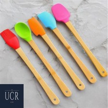 Bambu Saplı Silikon Spatula Seti, 5'li, 21 Cm, Çok Renkli
