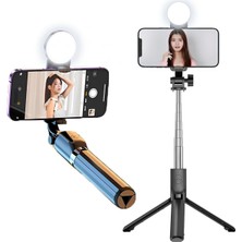 Coverzone LED Işıklı Kumandalı Selfie Çubuğu Tripod / 113 cm Uzayabilir, 360° Döner Başlık