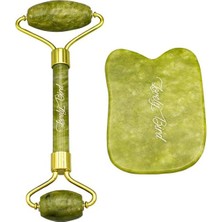 Lovelybird Jade Roller ve Gua SHA%100 Orijinal Yeşim Taşı Yüz Masaj Rulosu Cilt Bakımı Makyaj