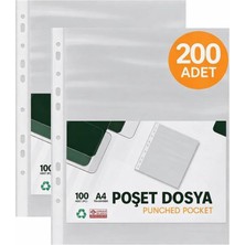 Şeffaf Poşet Dosya 100'LÜ - 2 Paket - Delikli, Klasör Uyumlu (A4)