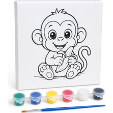 Sogud Boyama Tuval Seti - 20X20 cm Çerçevesiz Hazır Desenli Tuval - 6 Renk Boya ve Fırça Dahil