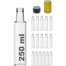 Afracam 250 ml Şeffaf Dorika Kilitli Kapaklı ve Kapüşonlu Boş Cam Şişe 16 Adet