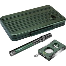 Lubinski Special Edt. Aluminyum Slim Puro Taşıma Çantası Yeşil Çakmak+V-Cut Kesici/delici Set
