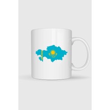 Bahriyeli Collection  Kazakistan Bayrağı ve Haritası Baskılı Kupa Bardak
