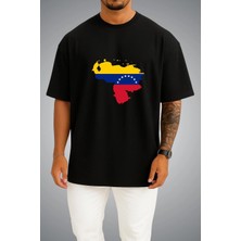 Bahriyeli Collection Oversize Venezuela Bayrağı ve Haritası Göğüs Baskılı Unisex T-Shirt