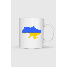 Bahriyeli Collection  Ukrayna Bayrağı ve Haritası Baskılı Kupa Bardak