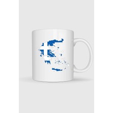 Bahriyeli Collection  Yunanistan Bayrağı ve Haritası Baskılı Kupa Bardak