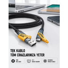Midas Toptan Home Örgülü Tasarım 4’ü 1 Arada Usb-C Lightning Hızlı Şarj Kablosu