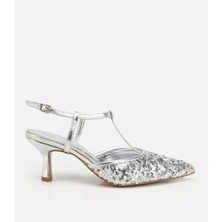 Hotiç 01AYH320910A210 KADIN Lame Taş Detaylı Arkası Açık Ince Topuklu Stiletto