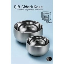 sbodurhome Çift Cidarlı Isı Yalıtımlı 2’li Lüks Kase Seti (16CM & 18CM) Premium 304 Paslanmaz Çelik