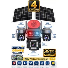 Sonreir RX84G 4 Kameralı 20MP 5G Sim Kartlı PTZ Güvenlik Kamerası  Çift Solar Panelli Güneş Enerjili Kamera