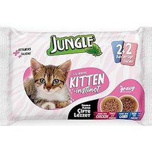 Uravas Store Jungle 4 x 100 gr Çift Lezzet Pouch Yavru Kedi Tavuk-Kuzu