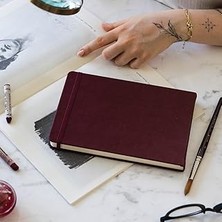 Uravas Store 21X15 cm Sert Kapak 80 Yaprak 140 Gr. Eskiz Defteri - Sketch Book - Bordo