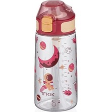Dora Shopping Tkk 500ML Silikon Pipetli Kilitlenebilir Kapak Desenli Sızdırmaz Su Matarası (Kırmızı)