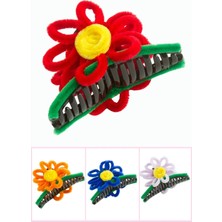 Uravas Store Çiçek Tüylü Mandal Toka 11 cm