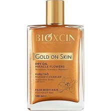 Uravas Store Bioxcin Gold On Skin Kuru Yağ – Yasemin, Manolya, Hanımeli, Kalendula ve Hindistan Cevizi Yağları Içeren Işıltı Veren Nemlendirici – 100 ml – Tüm Cilt Tipleri Için