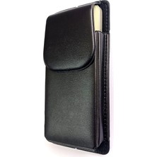 Dora Shopping Kemere Takılan Lüks Suni Deri Telefon Kılıfı, Mıknatıslı, 17X8 Cm, Siyah