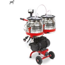 Melasty Micro İkili Keçi Süt Sağma Makinesi (Çift Güğümlü) (Paslanmaz Güğüm-Silikon Memelik) (Kuru Pompa)