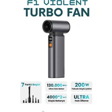 Azurtech F1 Violent Turbo Jet Fan 7 Başlık 130000RPM Ultra Güçlü Motor Güçlü Vakum 4000MAH Bataryalı Üflemeli