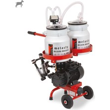 Melasty Micro İkili Keçi Süt Sağma Makinesi (Çift Güğümlü) (Alüminyum Güğüm-Kauçuk Memelik) (Kuru Pompa)