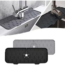 Dora Shopping Silikon Musluk Matı ve Lavabo Sıçrama Önleyici – Mutfak ve Banyo Için Su Tahliyeli Tezgah Ko