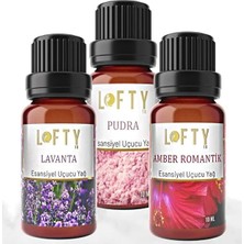 Dora Shopping Lofty Esansiyel Uçucu Yağ Seti, Lavanta Amber Pudra, Aromaterapi Difüzör, 3X10ML, Doğal Saf Yağlar