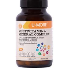 Dora Shopping U-More Multivitamin ve Kompleksi, Vegan, Şekersiz, Glutensiz, Kalsiyum, Magnezyum, A, B1, B2