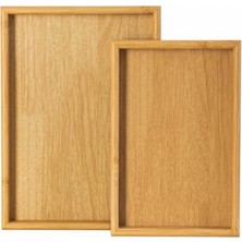Dora Shopping PBT-362 Tepsi 2li Set Çay Kahve Bambu Sunumu Tepsi Seti