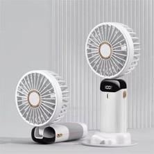 Dora Shopping Mini El Fanı 5 Kademeli Dijital LED Göstergeli Boyun Askılı Mini Klima Vantilatör Beyaz