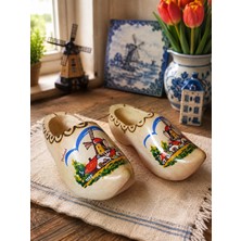 Hureggo Orijinal Hollanda Ahşap Takunya - El Boyaması Vintage Klompen (Çift) 24 cm