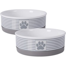 Dora Shopping Paw Patch Seramik Evcil Hayvan Koleksiyonu, Orta Set, 15X5 Cm, Gri, 2 Parça