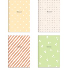 Dora Shopping Karton Kapak Hafif Kağıt Defter 4'lü Set-Toprak (2çizgili+2düz) 14 * 20 24 Yp.