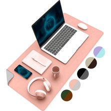 Dora Shopping Klasse Çift Renk Dikişli Pu Deri Masa Matı 80X40 cm Mousepad, Su Geçirmez Masa Sümeni, Çift Taraflı