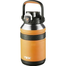 Dora Shopping Tkk Büyük Boy 1000ML Pipetli/pipetsiz Kullanım Askılı Paslanmaz Çelik Termos Matara (Turuncu)