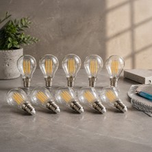 ORBUS PC45 10LU 4W LED Filament Ampul E14 – 400 Lümen Sarı Işık, Şeffaf Cam Vintage