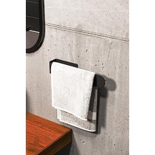 TeknoKapsül Zift Unique Paslanmaz Çelik Mat Siyah Havlu Askısı - Banyo & Tuvalet Yapışkanlı Havluluk