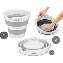 TeknoKapsül 12 Litre Katlanabilir Kova - Akordiyon Katlanır Kova - Araba Kovası - Gri - 32.5 x 27.5 x 6 cm - Pp