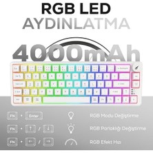 TeknoKapsül Hawk HK251 Membrane Rgb Kablosuz/bluetooth%65 Türkçe Klavye (Beyaz)