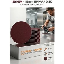 TeknoKapsül 12 Adet 120 Kum Yuvarlak Cırtlı Zımpara Diski 115 mm Deliksiz Zımpara Kağıdı 723217