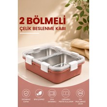 M&L Lunch Box 2 Bölmeli Çelik Beslenme Kabı - Okul Ofis ve Kamp Için Pratik Yemek Kutusu